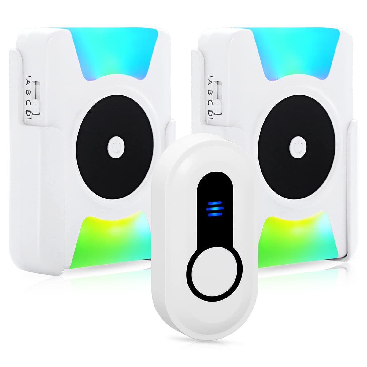 Daytech Wireless Doorbell Battery Operated Vibrating LED Flashing for Home Hearing Impaired Doorbell chime Kit,Battery Powered 4 Working Modes 5 Volume Level
