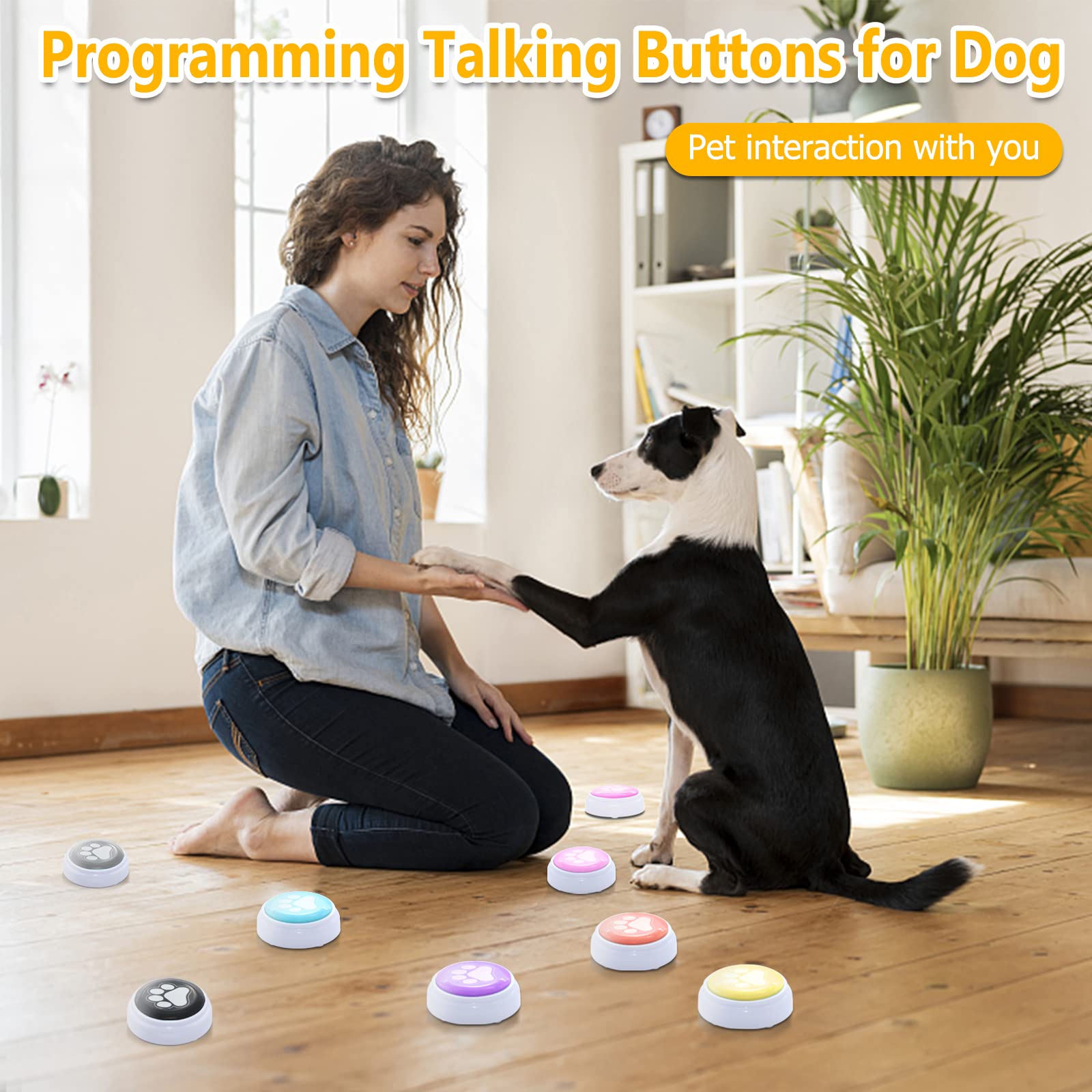 Daytech Dog Buttons for Communication - Recordable Talking Buttons for Dogs to Press to Communication,30 Seconds Voice Dog Training Speaking Buttons Pack of 8 (Battery Inclued)