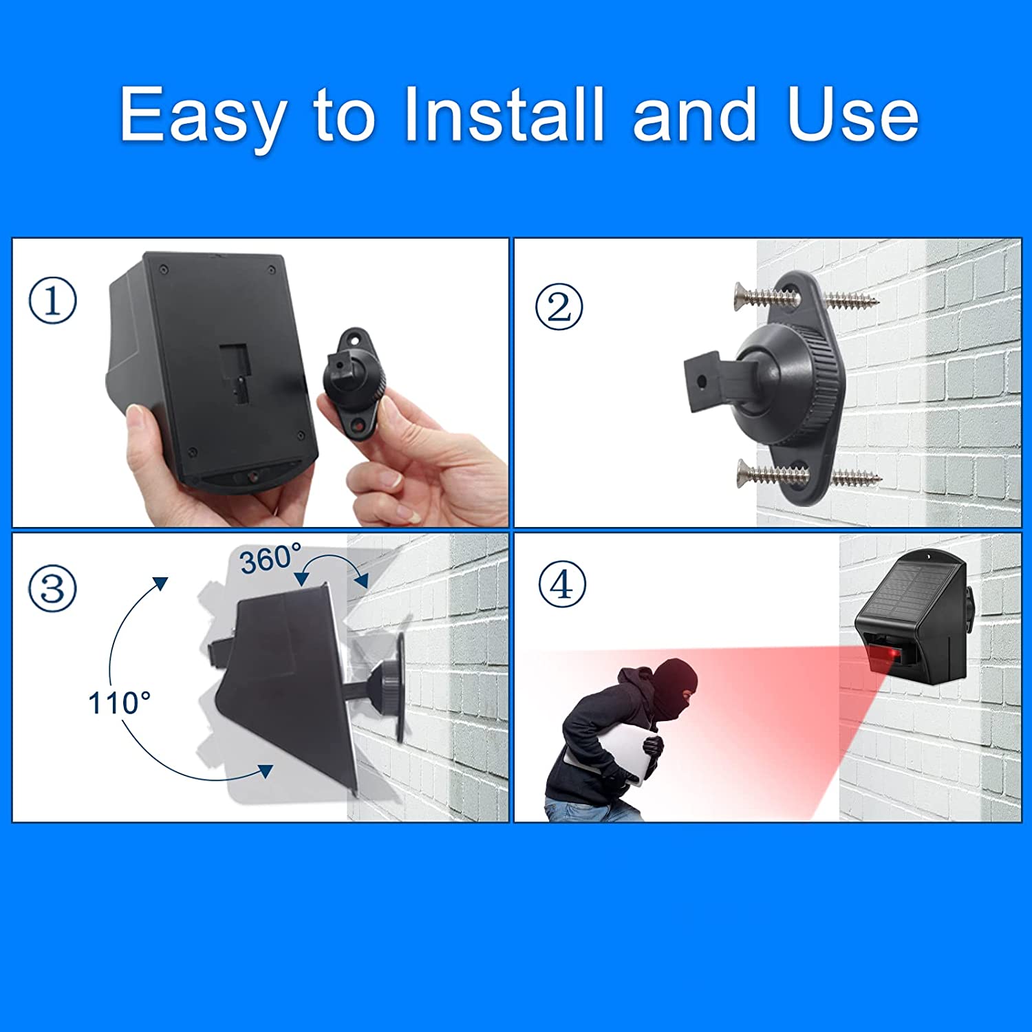 CallToU Solar Driveway Alarm, 1/2 Mile Driveway Alarms Wireless Outside Weatherproof