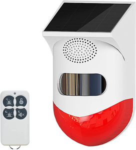 Daytech Solar Strobe Alarm Light with Motion Sensor Siren Outdoor Alarm Siren with Remote Controller 120db Sound Security Siren Light IP67 Waterproof and 4 Mode for Home,Farm,Barn,Villa,Yard