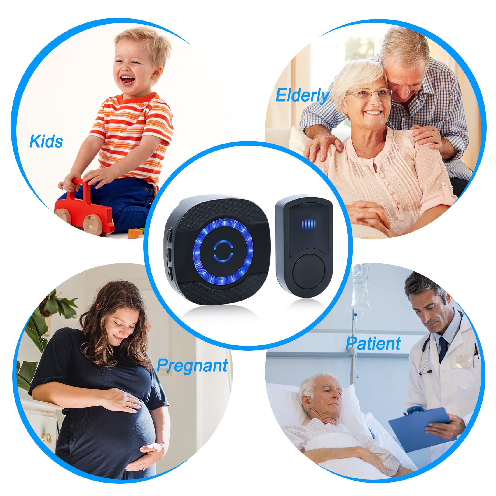 Daytech Wireless Portable Caregiver Pager SOS Call Button for Elderly/Senior at Home Nurse Alert System with 800+Feet Operating Range 1 Plug in Receiver 2 Emergency Transmitter