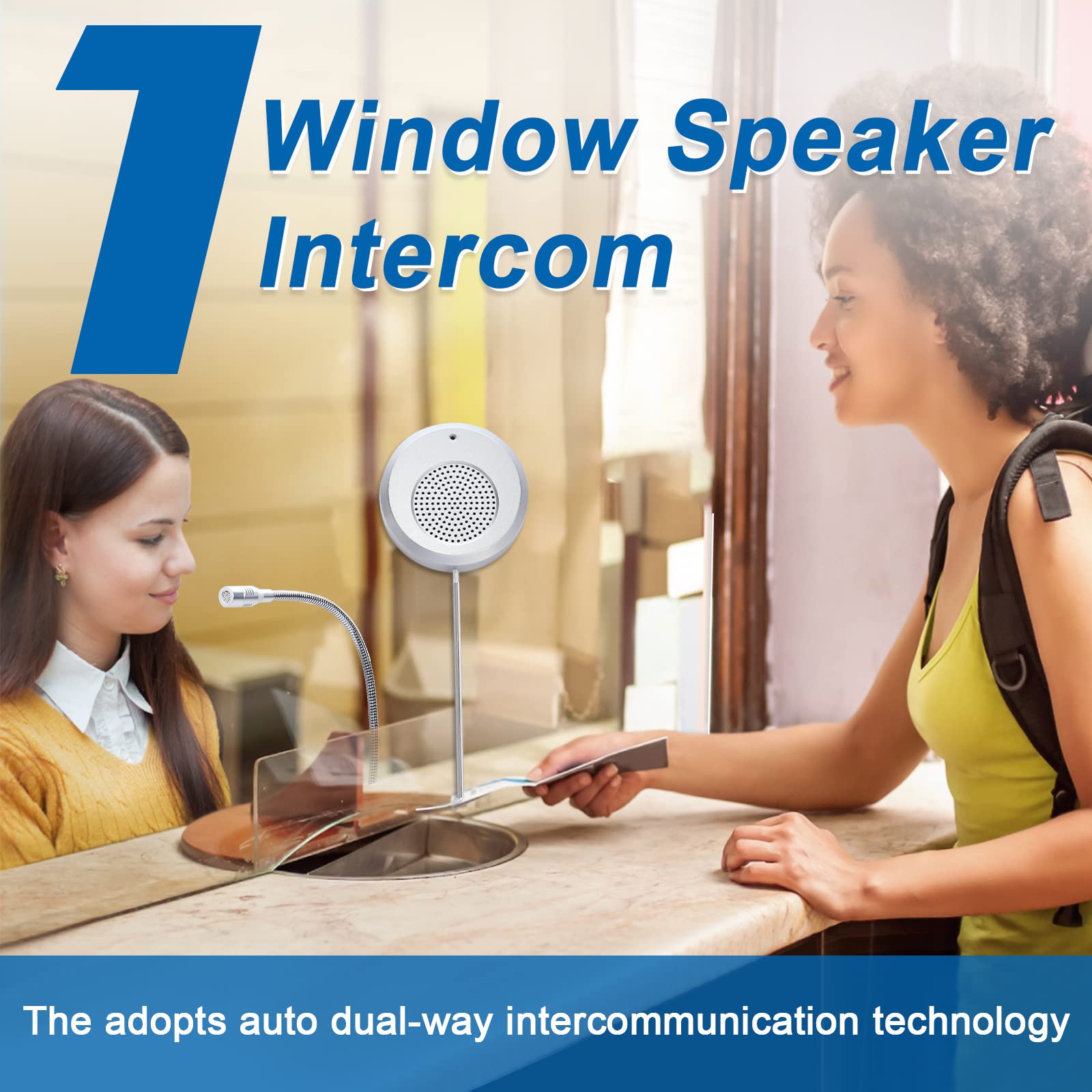 Daytech Window Speaker Intercom System Dual-Way Intercom System for Business Anti-Interference Intercommunication Microphone and Speaker Window Counter Intercom