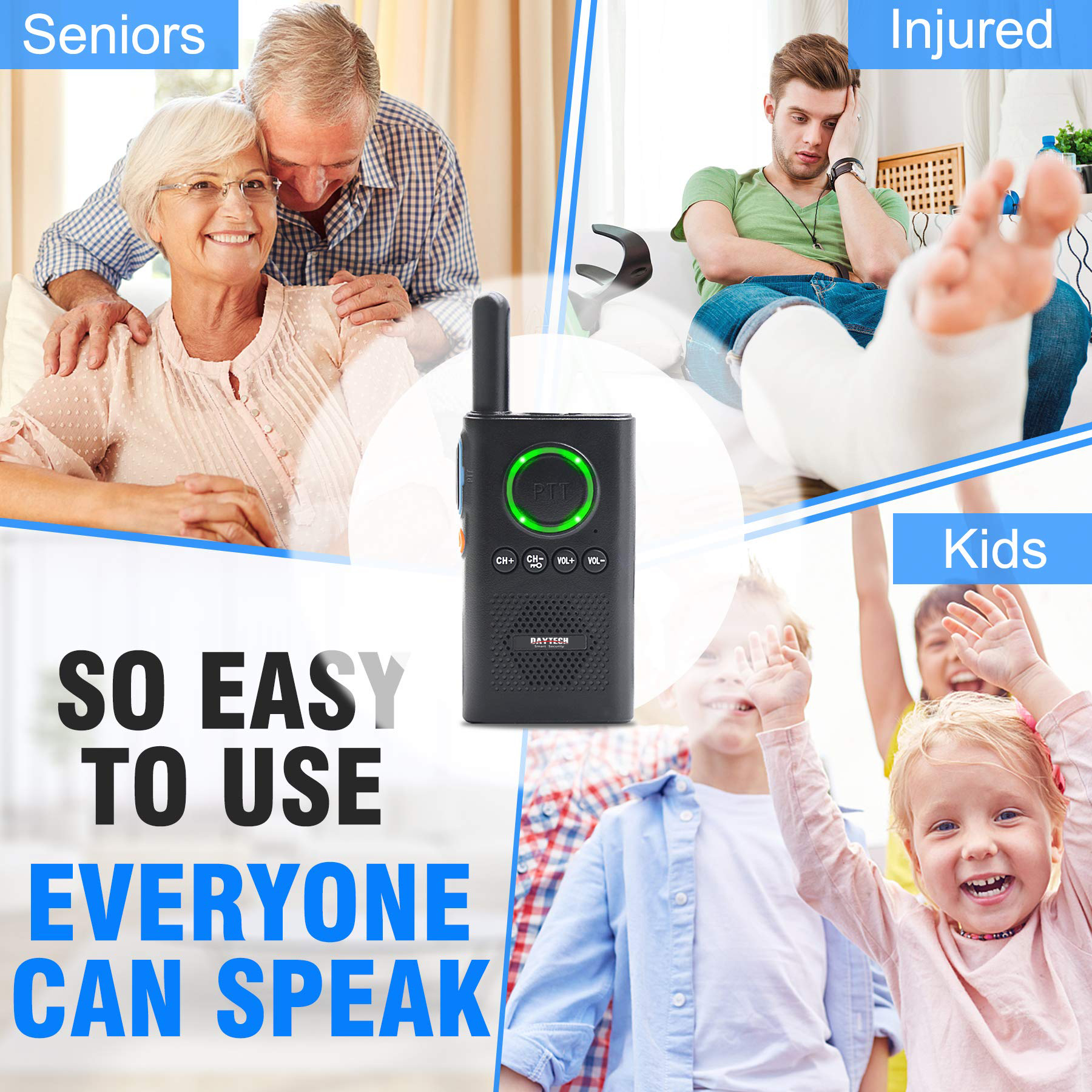 Daytech Wireless Intercom System for Elderly/Kids, Home Intercom System Room to Room 1.5 Miles Long Range Intercom System Wholesale Wireless home Intercoms 