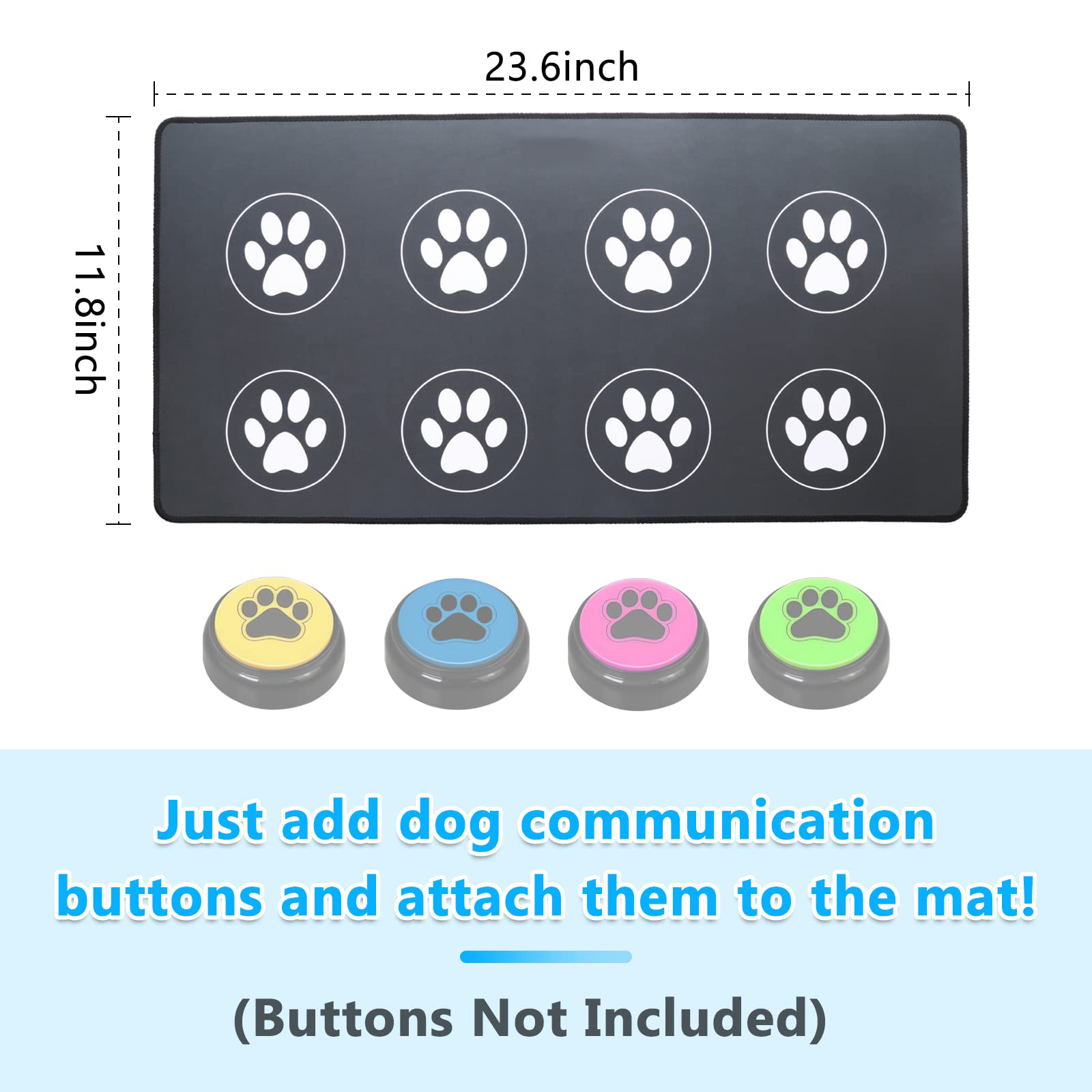 Daytech Dog Communication Buttons Mat,Anti-Skid Rubber Backing Dog Buttons Mat