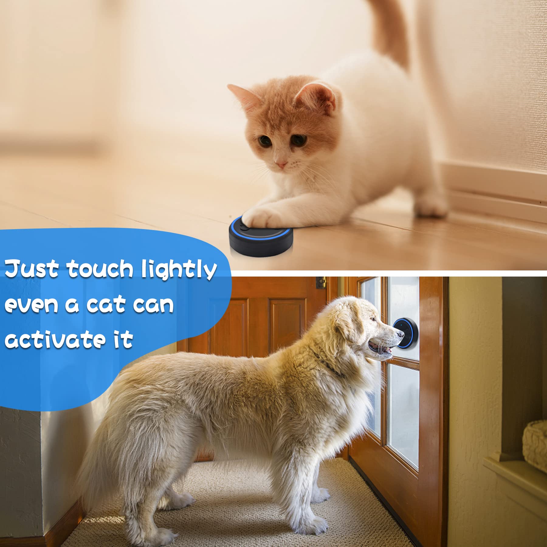 Daytech Dog Door Bell Wireless Doggie Doorbells for Potty Training with Waterproof Touch Button Dog Bells