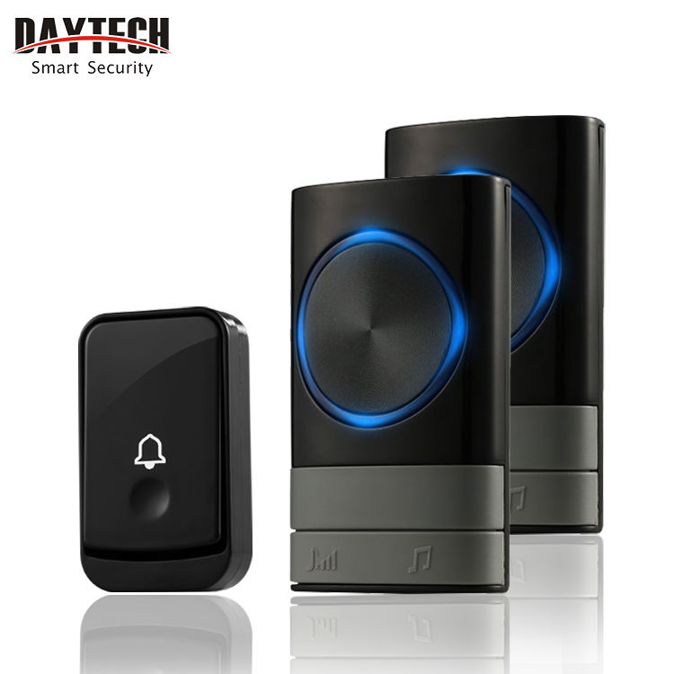 Daytech DB27 2 receivers ip44 1 transmitter button 12v ring doorbell battery smart door bell wireless